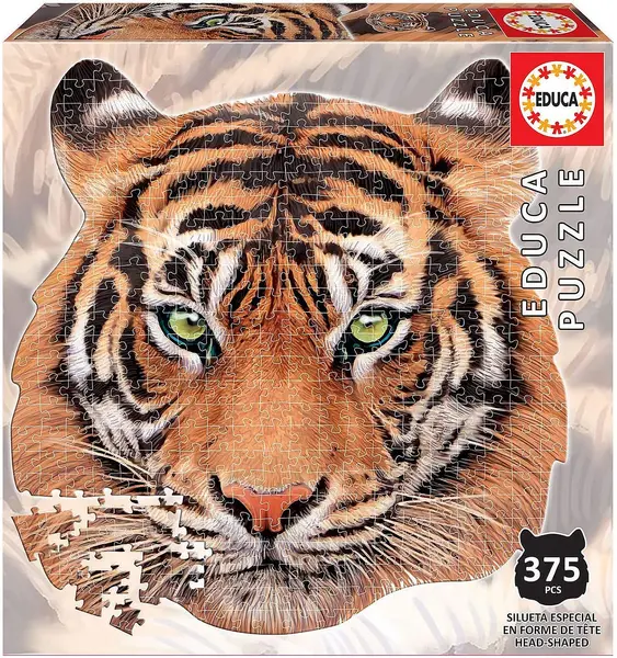 Puzzle Educa din 375 de piese - Tiger Animal Face Shaped