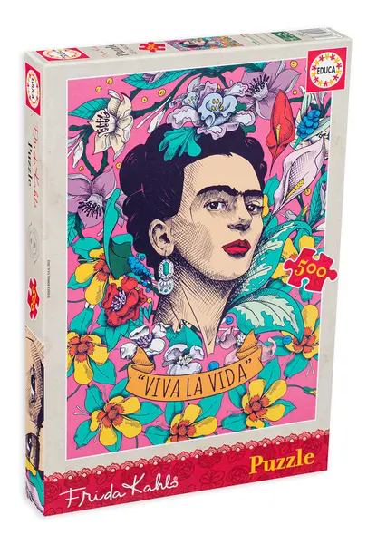Puzzle Educa din 500 de piese - Traieste-ti viata, Frieda Kahlo