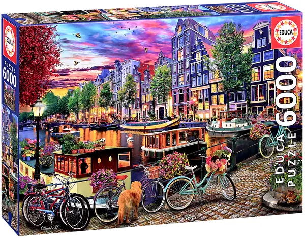 Puzzle Educa din 6000 piese - Ciclism în Amsterdam