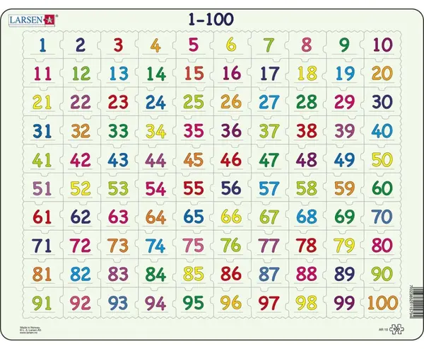 Puzzle educațional Larsen din 100 de piese - Numerele de la 1 la 100