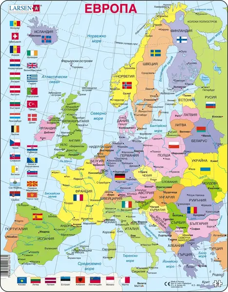 Puzzle educațional Larsen din 48 piese - Harta Europei