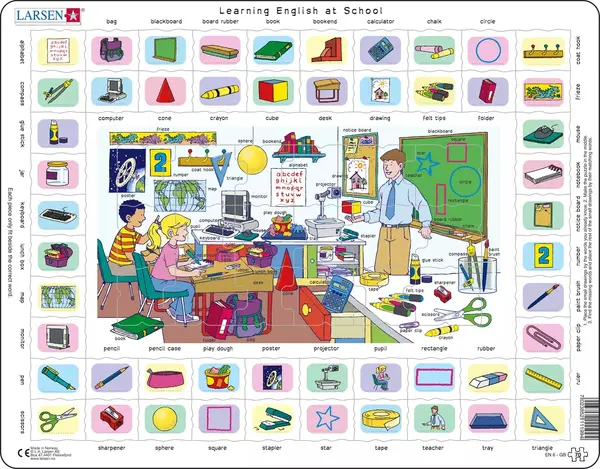 Puzzle educațional Larsen din 70 de piese - La școală