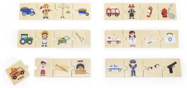 Puzzle educațional Viga Toys - Profesii, Montessori, 24 piese
