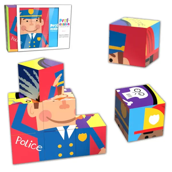 Puzzle educativ 6-in-1 cu meserii - 9 piese multicolore
