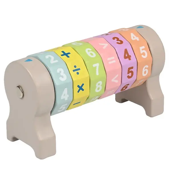 Puzzle educativ aritmetica cilindru rotativ din lemn