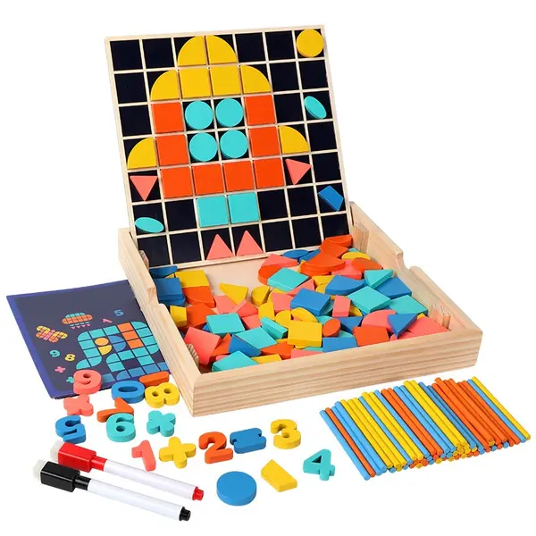Puzzle educativ tablita de desenat si joc mozaic - 3 in 1 pentru copii 3 ani+ ZukiToys.ro