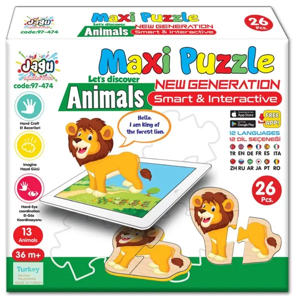 Puzzle educativ vorbitor Jagu - Safari, 26 de piese
