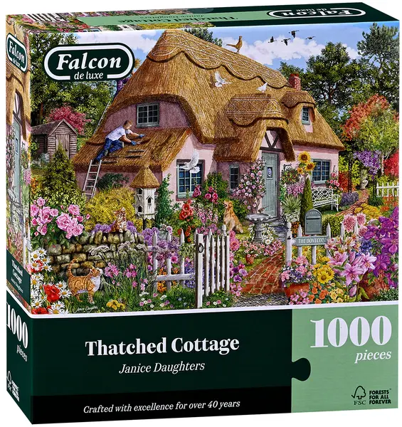Puzzle Falcon din 1000 piese - Casă cu acoperiș de paie