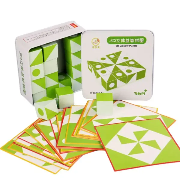 Puzzle geometric 3D cu carduri și cuburi - Default Title