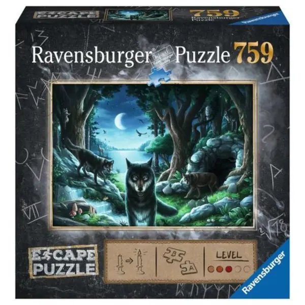 Puzzle-ghicitoare Ravensburger din 759 de piese - Lupul în noapte
