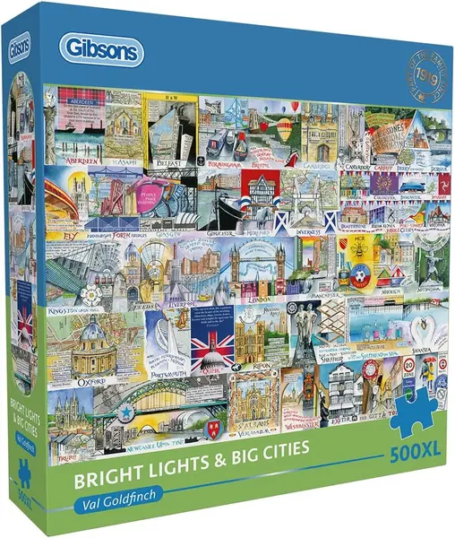Puzzle Gibsons din 500 XL piese - Lumini strălucitoare și orașe mari