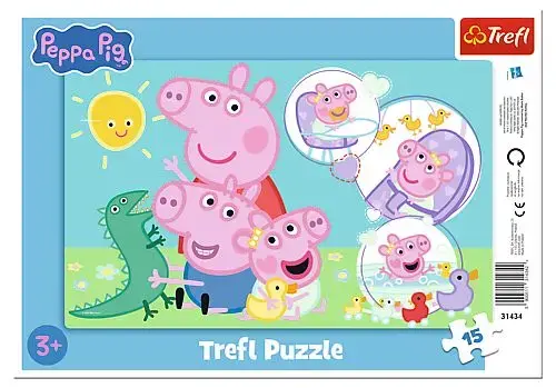 Puzzle in rama Trefl din 15 piese - Purcelusa draguta Peppa