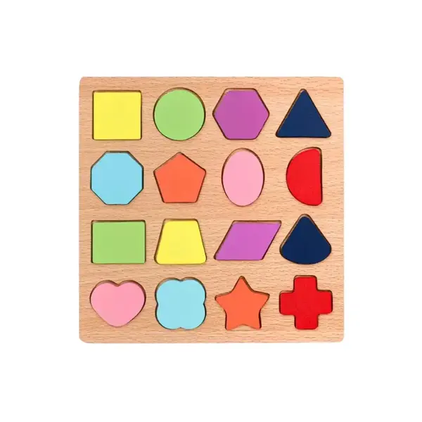 Puzzle Incastru 3D din Lemn cu 16 Forme Geometrice - Default Title