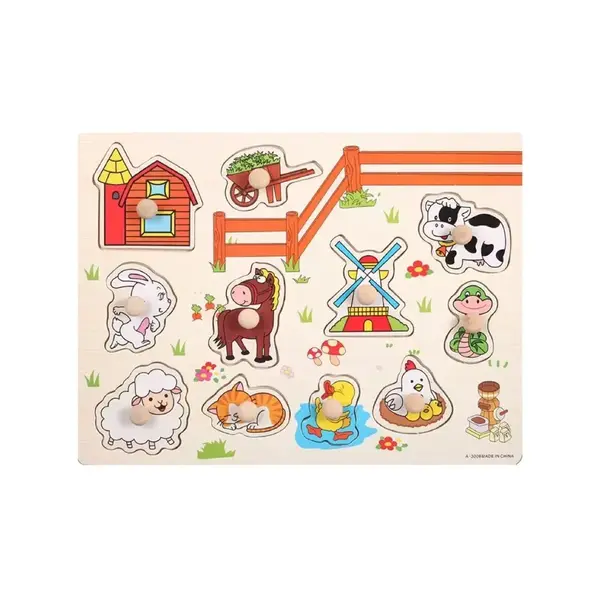 Puzzle incastru din lemn - Ferma, 2 ani+ - Default Title