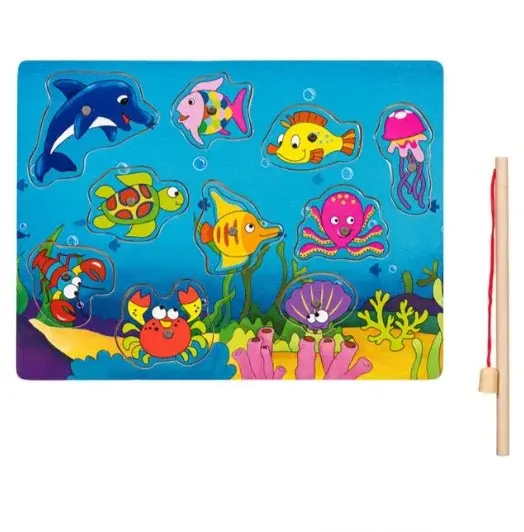 Puzzle incastru magnetic din lemn Pestisori-10 piese