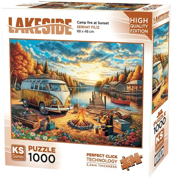 Puzzle KS Games din 1000 piese - Foc de tabără la apus