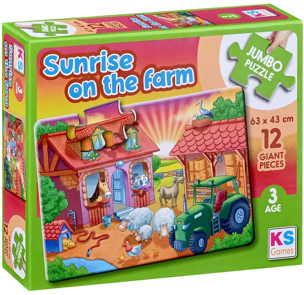 Puzzle KS Games din 12 XXL piese- Răsărit de soare la fermă