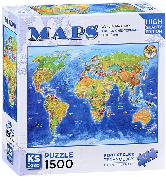 Puzzle KS Games din 1500 piese - Harta politică a lumii