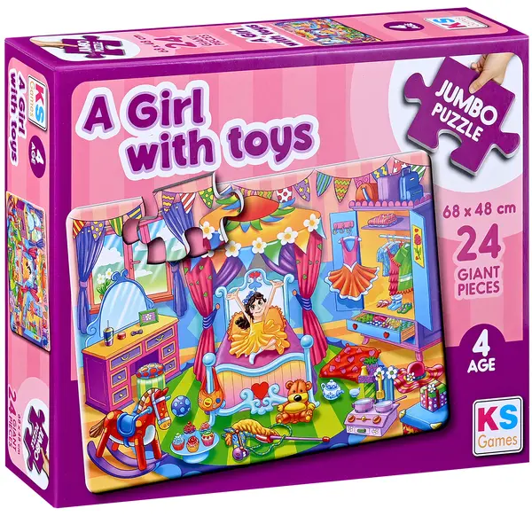 Puzzle KS Games din 24 XXL piese- Fată cu jucării