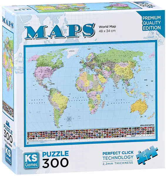 Puzzle KS Games din 300 piese - Harta lumii