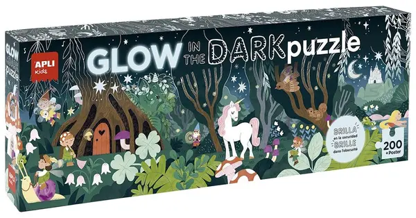 Puzzle luminos Apli Kids din 200 piese - Pădurea magică
