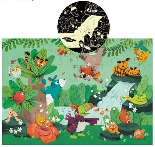 Puzzle luminos pentru copii Moulin Roty - Junglă