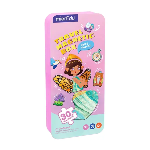 Puzzle magnetic in cutie metalica, joc de potrivire si asociere - Padurea Zanelor