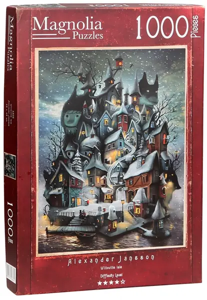 Puzzle Magnolia din 1000 de piese - Casute de iarna