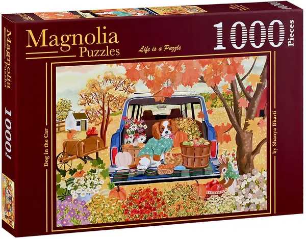 Puzzle Magnolia din 1000 piese - Câine în mașină