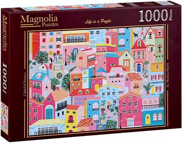 Puzzle Magnolia din 1000 piese - Case colorate
