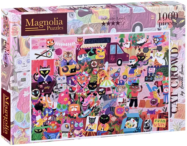 Puzzle Magnolia din 1000 piese - Distracție cu pisici