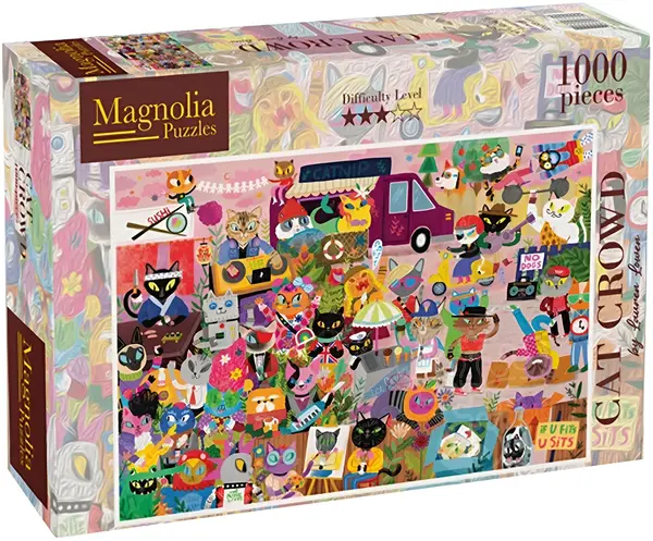 Puzzle Magnolia din 1000 piese - Distracție cu pisici