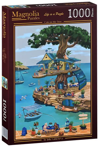 Puzzle Magnolia din 1000 piese - Pisici în copac