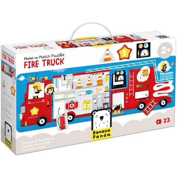 Puzzle make-a-match Banana Panda, Masinuta de pompieri, 23 piese