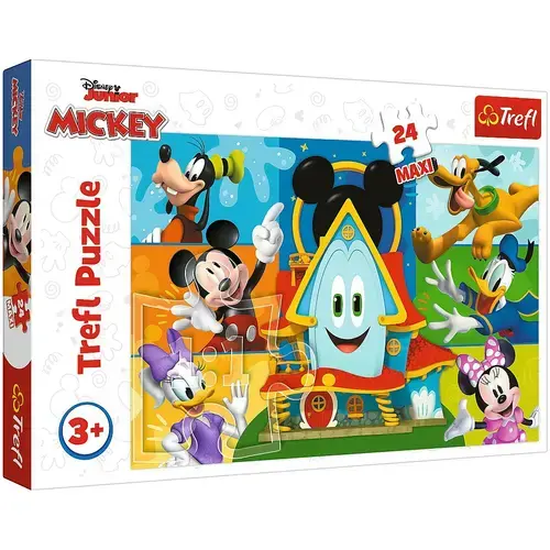 Puzzle Maxi Trefl Disney Mickey Mouse: Casa prietenilor amuzanti, 24 piese