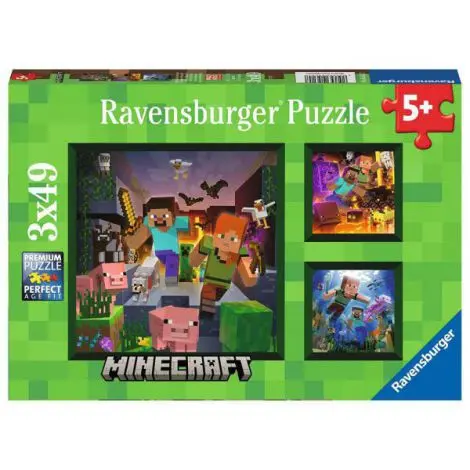 PUZZLE MINECRAFT, 3x49 PIESE