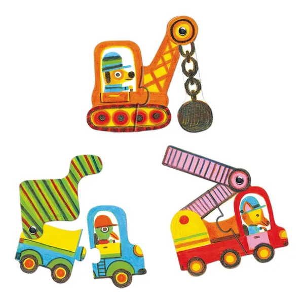 Puzzle mobil Duo - Vehicule, 12 piese | Djeco