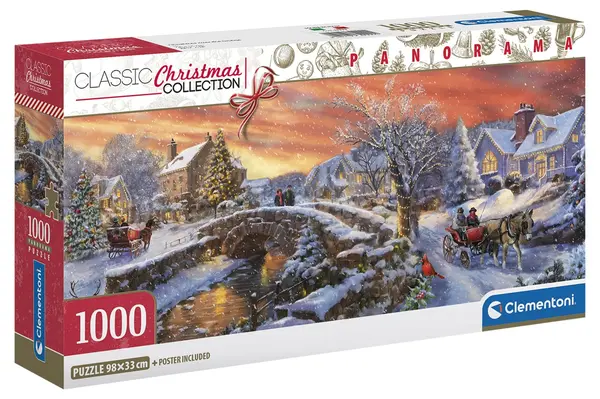 Puzzle panoramic Clementoni de 1000 piese - Crăciun peste pod