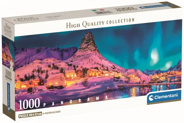 Puzzle panoramic Clementoni din 1000 piese - Panorama nocturnă a insulelor Lofoten