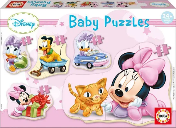 Puzzle pentru bebelus Educa 5 in 1 - Baby Minnie Mouse