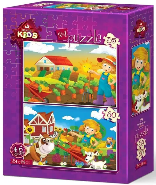 Puzzle pentru copii Art Puzzle 2 în 1 - The Farmer Girl