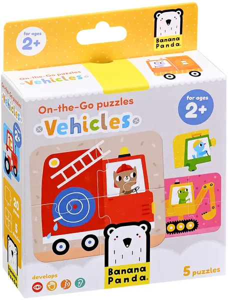 Puzzle pentru copii Banana Panda 5 în 1 - Vehicule de transport