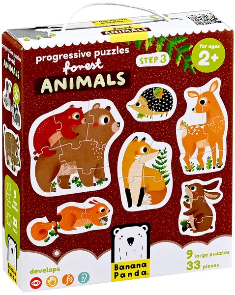 Puzzle pentru copii Banana Panda 9 în 1 - Animalele din pădure