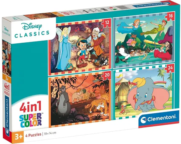 Puzzle pentru copii Clementoni 4 в 1 - Filme clasice Disney