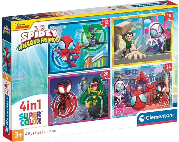 Puzzle pentru copii Clementoni 4 în 1 - Spidey și prietenii săi minunați