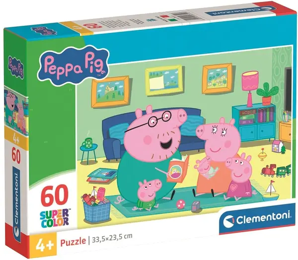 Puzzle pentru copii Clementoni de 60 piese - Familia porcușorului Peppa