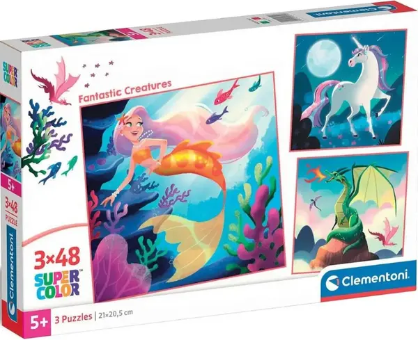 Puzzle pentru copii Clementoni de la 3 x 48 piese - Creaturi fantastice