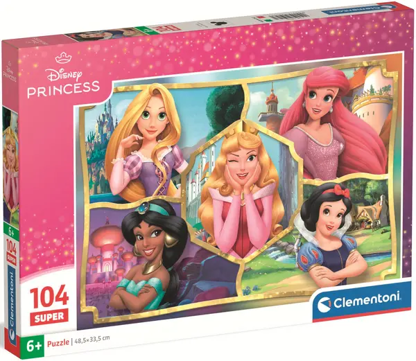 Puzzle pentru copii Clementoni din 104 piese - Prințese Disney, colaj