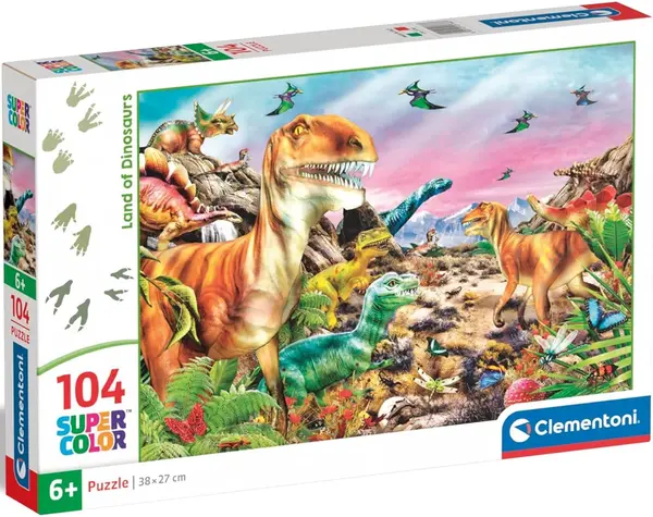 Puzzle pentru copii Clementoni din 104 piese - Țara dinozaurilor (varianta 2)