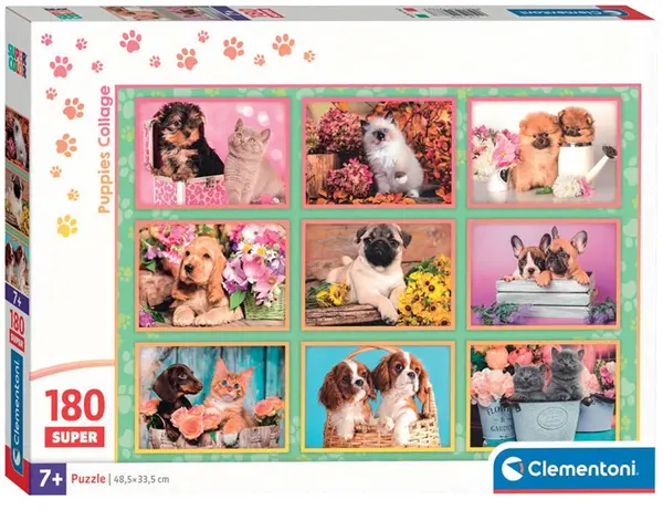 Puzzle pentru copii Clementoni din 180 piese - Colaj cu catelusi